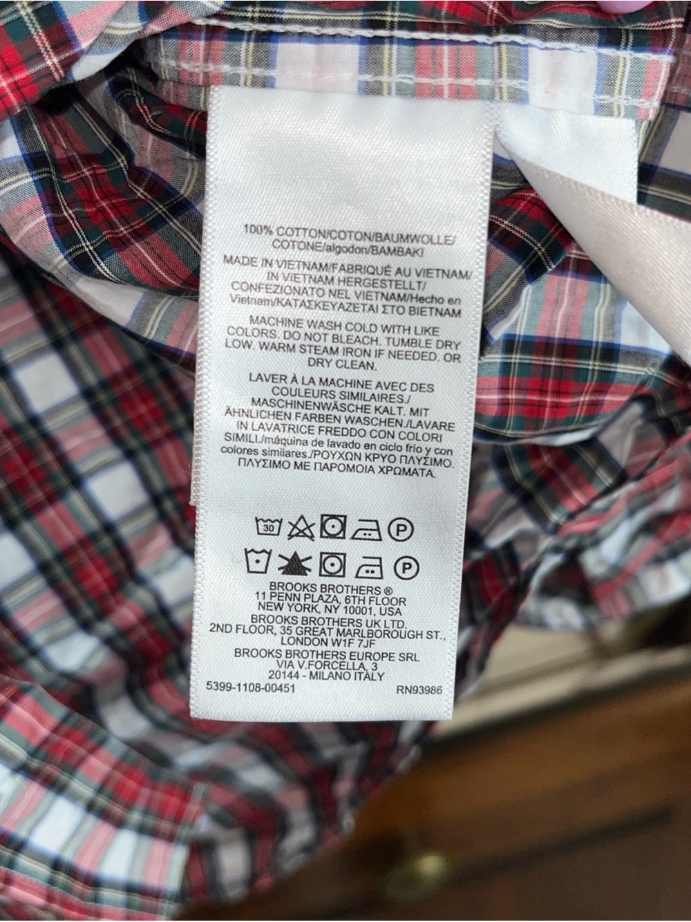 Brooks Brothers Red, White & Black Plaid Button-Down Shirt W/pocket 2XLT - Picture 5 of 7